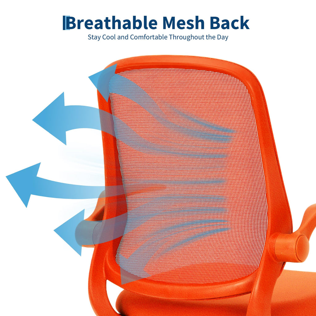 Orange Ergonomic Mesh Office Chair with Flip-Up Arms I120923