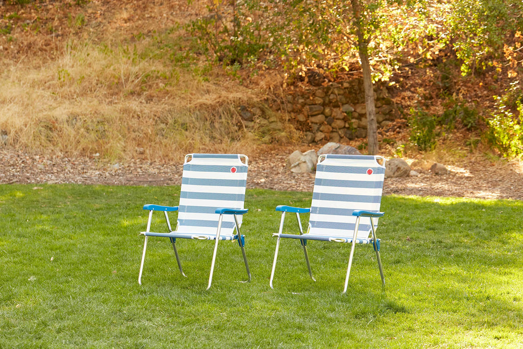 Folding Camp Lawn Chair 2 Pack Blue White O32782