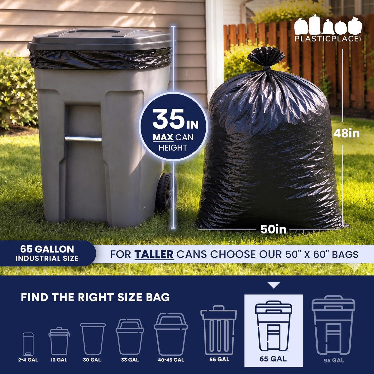 65 Gallon Black Heavy Duty Trash Bags 25 Count N251