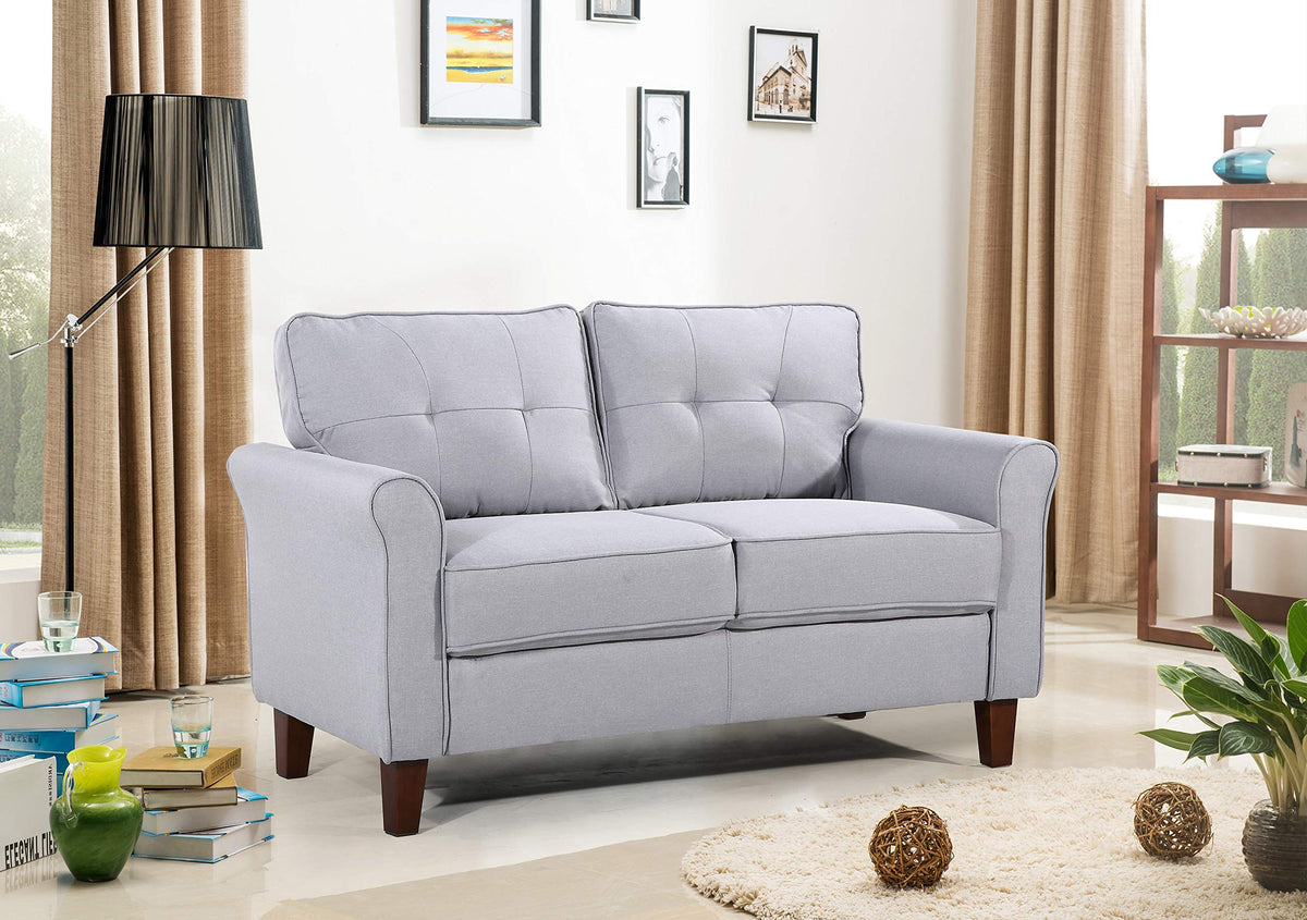 Light Gray Tufted Upholstered Loveseat Sofa L23323