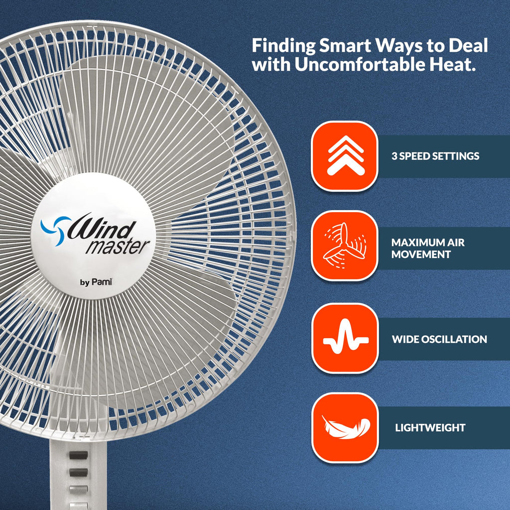 16 in Oscillating Pedestal Fan, 3 Speed, White F683017