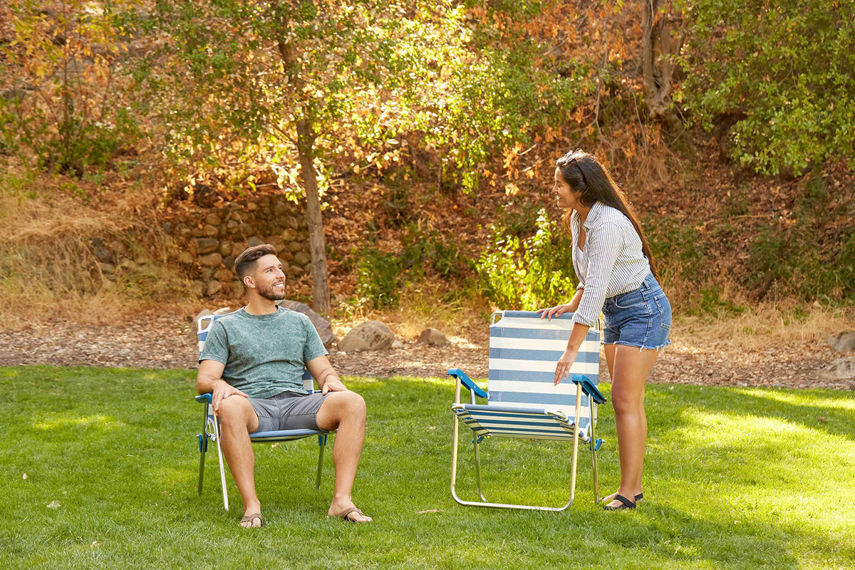 Folding Camp Lawn Chair 2 Pack Blue White O32782