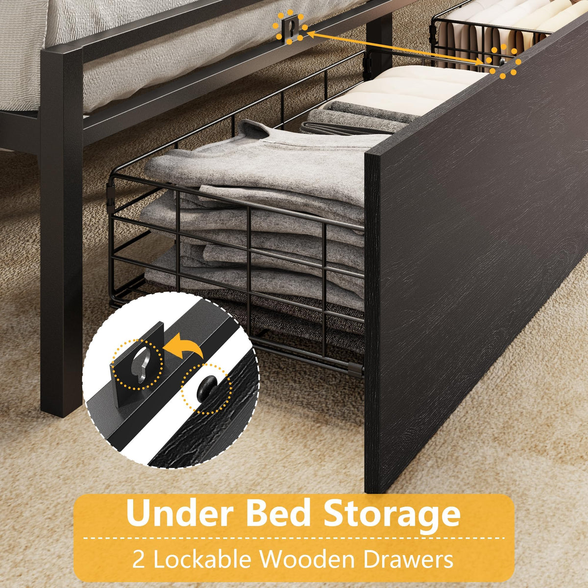 Full Size Bed Frame with Headboard and Charging Station C572726