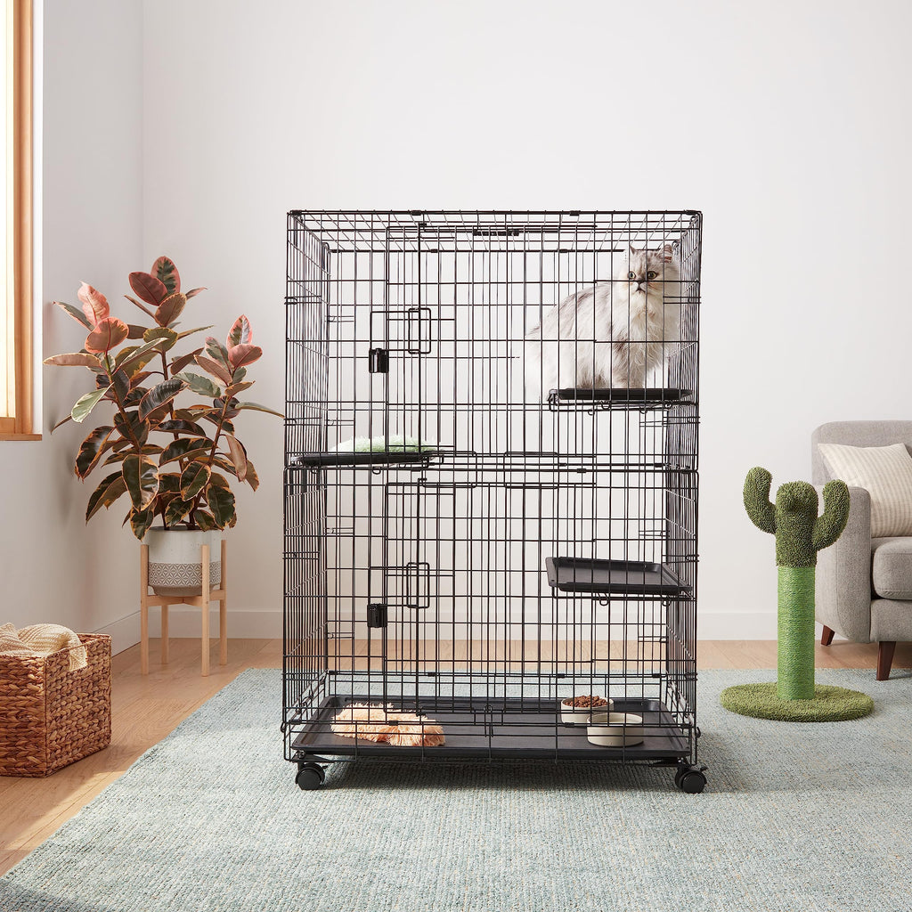 Large 3-Tier Cat Cage Playpen with Removable Tray, Black P148